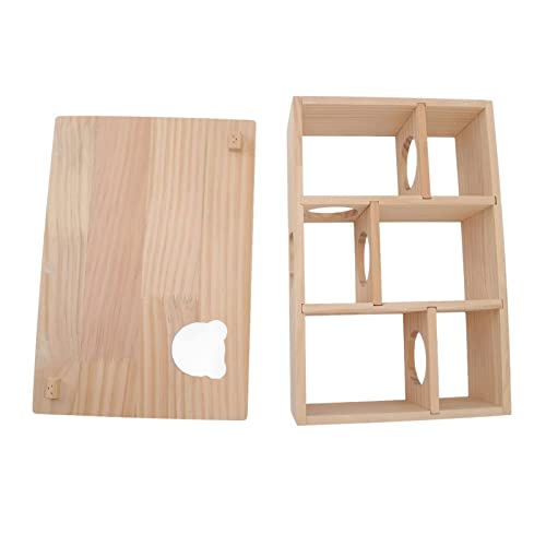 ONEMAJI Multi-Chamber Hamster House Labyrinth, Wooden Hamster House Multi-Chamber Labyrinth House Hamster Tunnel Hamster Accessories for Gerbils Mouse Toys