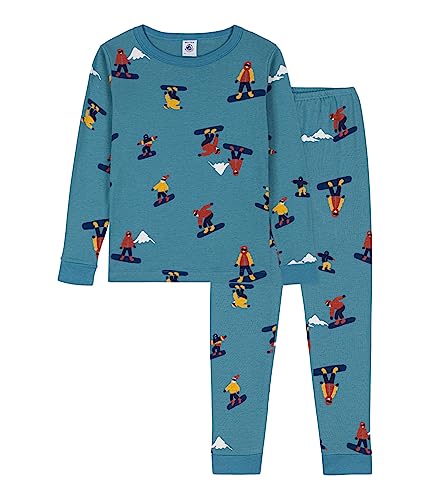 Petit Bateau Jungen Pyjama, Blau Polochon / Mehrfarbig, 3 Jahre