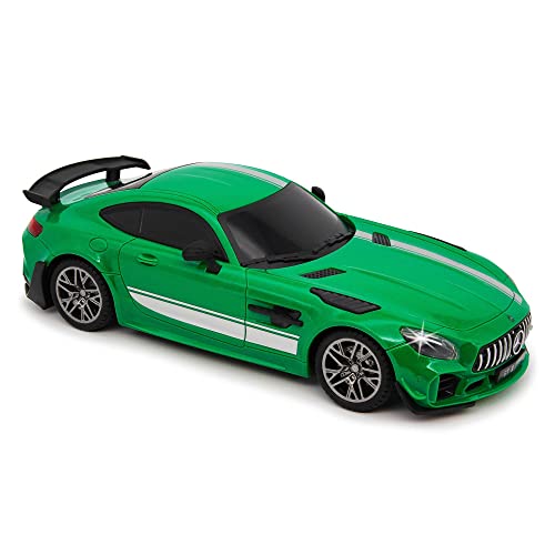 CMJ RC CARS Mercedes GT Pro AMG Ferngesteuertes Funkauto im Maßstab 1:24, offiziell lizenziert, Arbeitsscheinwerfer im Maßstab 1:24 (Grün)