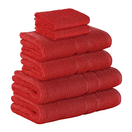 StickandShine 6 TLG. (2X Gästehandtuch / 2X Handtuch / 2X Duschtuch) in rot/Premium Frottee Set aus 100% Baumwolle mit 500g/m² 6er Pack