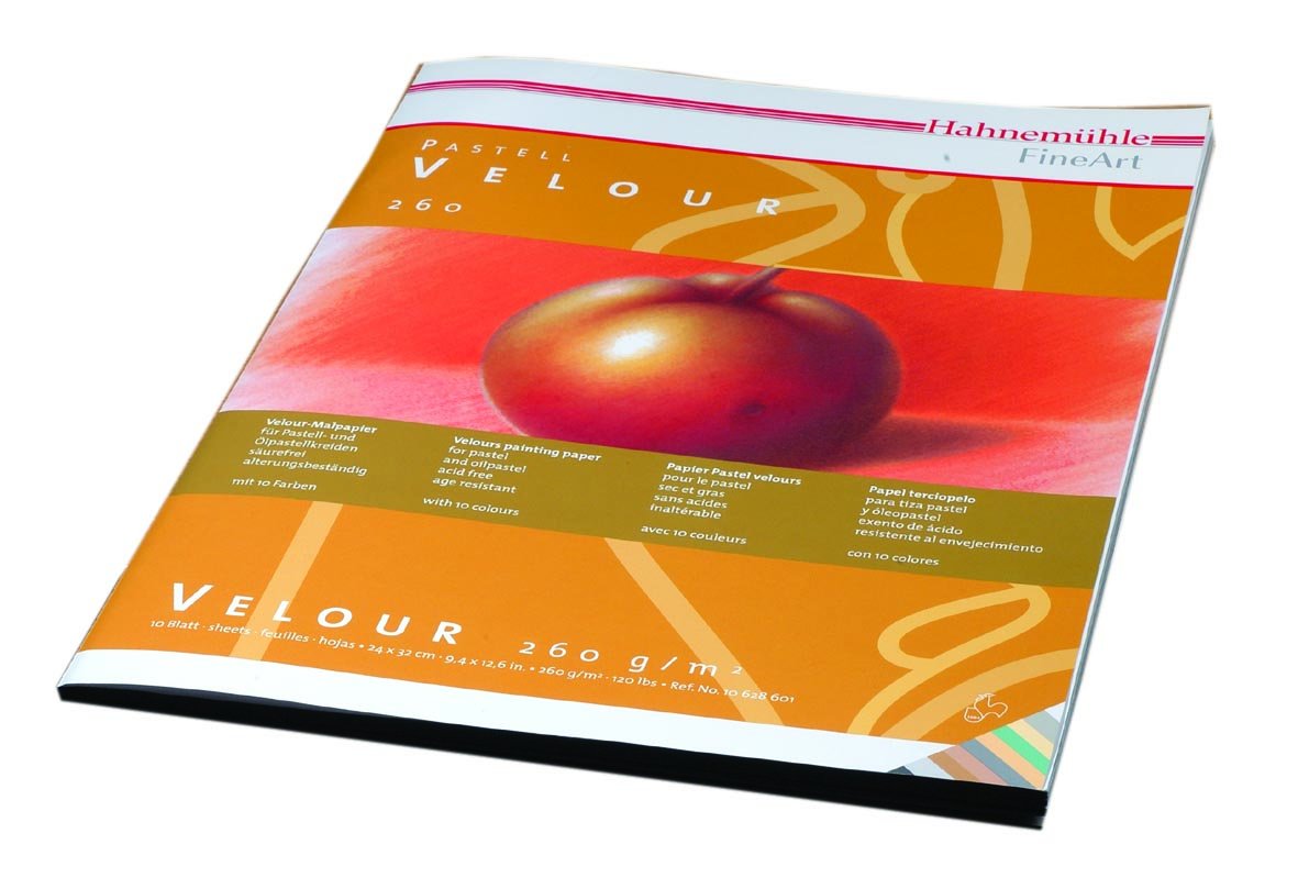 Hahnemühle Pastellpapier Velour, 36 x 48cm, 10 Farben, 260g/m², 10 Blatt