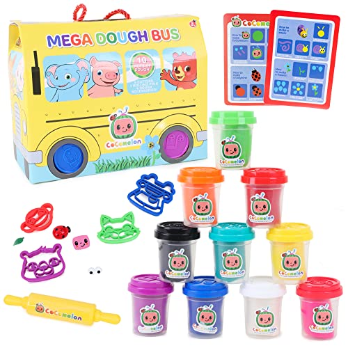Toyland® Cocomelon Mega Dough Bus-Set - Machen, Formen und mischen! Enthält 10 Töpfe mit Teig - Cocomelon Toys