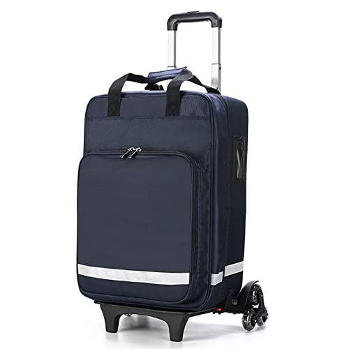 MNOIINM Erste-Hilfe-Set Tasche mit Rolltasche für medizinische Versorgung mit abnehmbarem Trolley, Krankenschwester-Rolltasche, Notfall-Rettungs-Set für Outdoor-Wandern, Rucksackreisen, Camping,