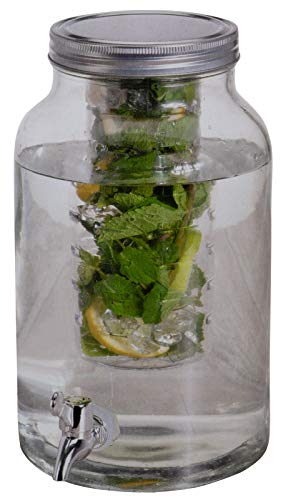 Trendyshop365 4 Liter Getränkespender mit Zapfhahn und Einsatz für Obst Eiswürfel Gewürze Glas Wasserspender Cocktail (1 Stück)