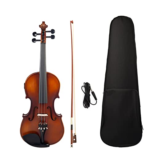 PECY 4/4 Größe Akustischer Elektrischer Geigenpreamp Installieren Sie Vorverstärker Gl Solidwood Geige Mit Brasilienwood Bow Bridge Fall Geige (Color : Black)