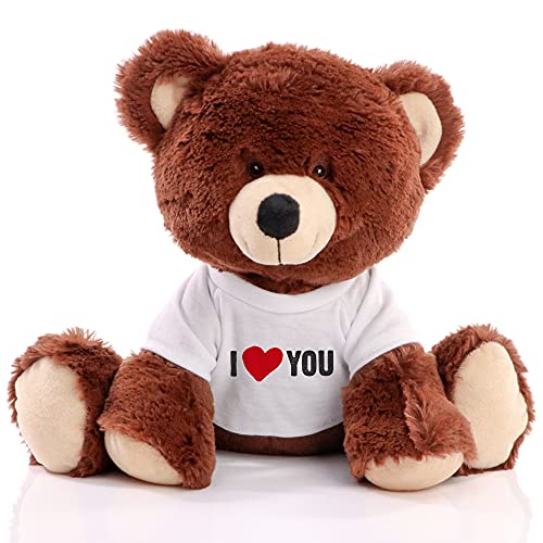 Minifeet Plüsch RecycelBär Spruchbär Teddybär - Geschenk zu Muttertag, Geburtstag, Valentinstag, Liebe T-Shirt Spruch i Love You