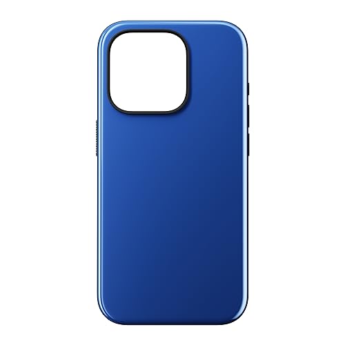 NOMAD Sport Case für iPhone 15 Pro | Hülle aus Polycarbonat mit TPE-Bumper | mit glänzender PET-Beschichtung | MagSafe-kompatibel | Super Blue