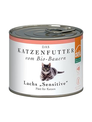 defu Katze | Paté Bio Lachs Sensitive | Premium Bio Katzenfutter nass (12x200g)