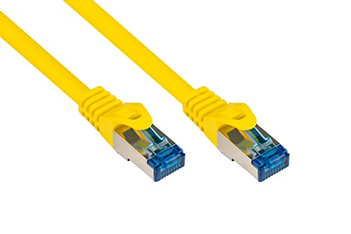 Good Connections Cat.6A Ethernet LAN Patchkabel mit Rastnasenschutz RNS, S/FTP, PiMF, halogenfrei, 500MHz, OFC, 10-Gigabit-fähig (10/100/1000/10000-Base-T Ethernet Netzwerke) - z.B. für Patchpanel, Switch, Router, Modem - gelb, 40m