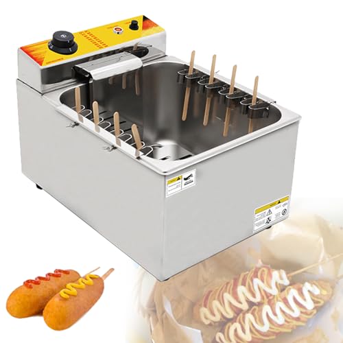 12L automatische Corn Dog Fritteuse, 1900W Käse Hot Dogs Sticks Frittiermaschine für Restaurant, Heimküche, Snackbar, schnelles Aufheizen