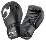 Ju-Sports Boxhandschuhe 10 oz. - Training, schwarz I PU-Kunstleder Boxhandschuh mit angenähtem Daumen & Klett I Box Handschuh für Herren & Damen