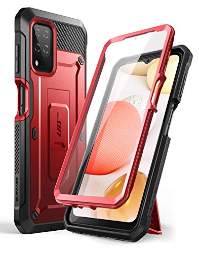 SUPCASE Outdoor Hülle für Samsung Galaxy A12 4G Handyhülle Bumper Case 360 Grad Schutzhülle Cover [Unicorn Beetle Pro] mit Integriertem Displayschutz (Rot)