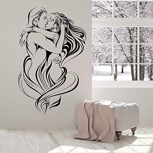 Liebevolles Paar Wandtattoo Sexy Frau Mann Leidenschaftlicher Kuss Wandaufkleber Schlafzimmer Dekoration Vinyl Abnehmbare Tapete90X57Cm