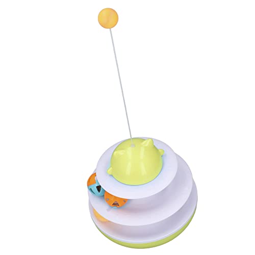 Kätzchen-Übungsspielzeug, Katzen-Plattenspieler-Spielzeug 2 Ebenen mit Rollball für den Innenbereich(Gelb)
