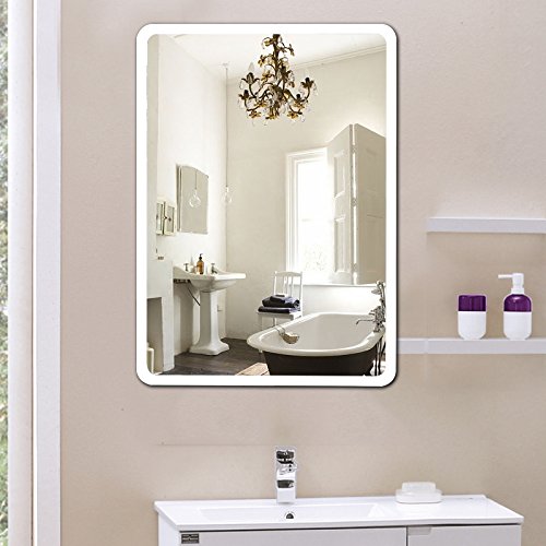 Sarah Badezimmerspiegel mit Beleuchtung, Badspiegel mit Touchschalter, Rechteckiger Kaltweiße Wand-Spiegel, 50 * 70 cm
