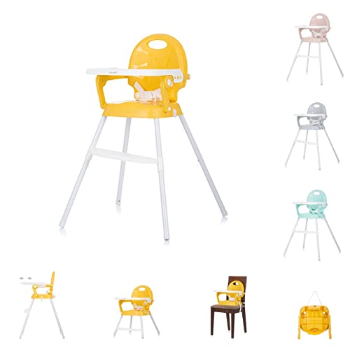 Chipolino Hochstuhl 3 in 1 Bonbon, Sitzerhöhung, Fußstütze, Tablett verstellbar, Farbe:gelb
