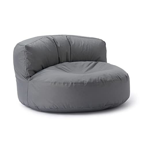 Lumaland Outdoor Sitzsack-Lounge, Rundes Sitzsack-Sofa für draußen, 320l Füllung, 90 x 50 cm, Grau