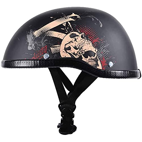 YLXD Retro Halbschale Jet-Helm Motorrad-Helm Brain-Cap Roller-Helm Motorrad-Helm Cool Safe Scooter-Helm Chopper Mofa Roller Helm ECE/DOT Zertifizierung A,55-60CM
