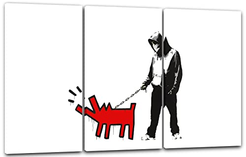Leinwandbild Banksy Keith Haring - Bellender Hund, Pop-Art Modern Street-Art, Kunstdruck Klein bis Groß XXL - Wohnzimmer, Schlafzimmer