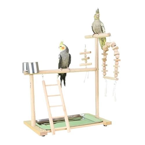 Vogelschaukelspielzeug aus Holz, Papageiensitzstange, Spielständer mit Kauperlen, Käfig, Spielplatz, Vogelschaukelspielzeug aus Holz, Papageiensitzstange (Color : 36x23x44cm)