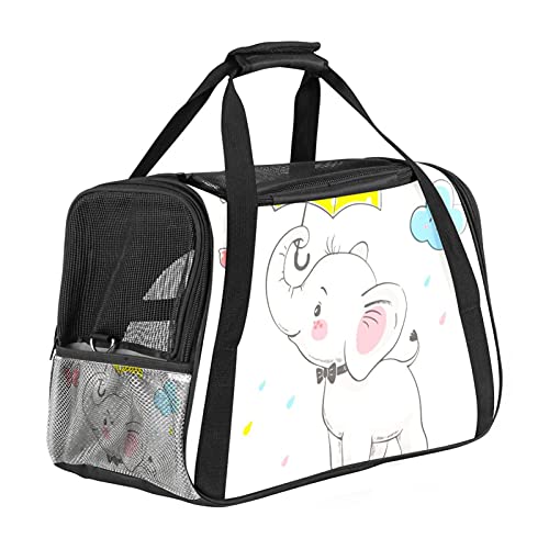 Reisetragetasche für Haustiere Süßer Elefant Tragbare Reisetasche für Hunde oder Katzen mit Sicherheitsreißverschlüssen 43x26x30 cm