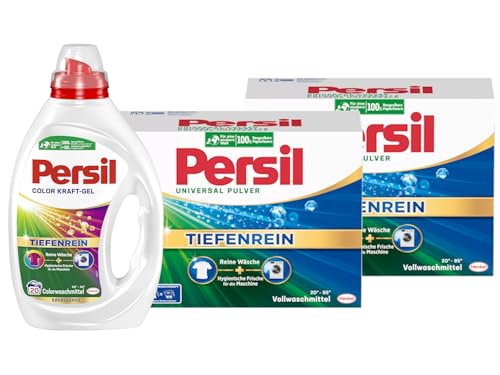 PERSIL-Set Pulver 2x 20 Waschladungen (40WL) Universal & Kraft-Gel 1x 20 Waschladungen Color, Voll- & Colorwaschmittel-Set für reine Wäsche und hygienische Frische für die Maschine