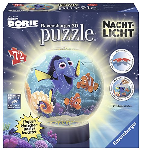 Ravensburger 12189 - Findet Dorie 3D Puzzle-Ball, 72-teilig Nachtlicht