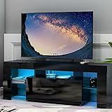 ADHW Fernsehschrank Holz 130cm TV Schrank Lowboard Fernsehtisch Unterschrank LED Fernsehschrank Hochglanz (Color : Schwarz)
