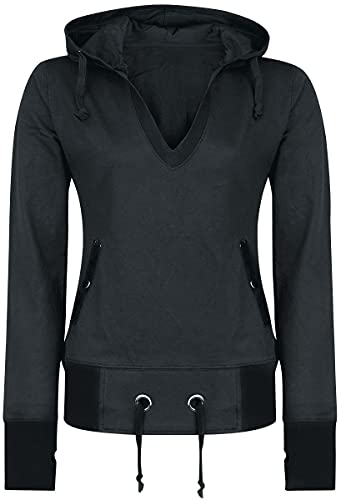 Forplay Damen schwarzer Pullover mit Tunnelzug am Bund S