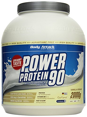 Body Attack Power Protein 90 - Low Fat - 85% Eiweiß - 500mg L-Carnitine (Vanilla Cream, 2 kg)