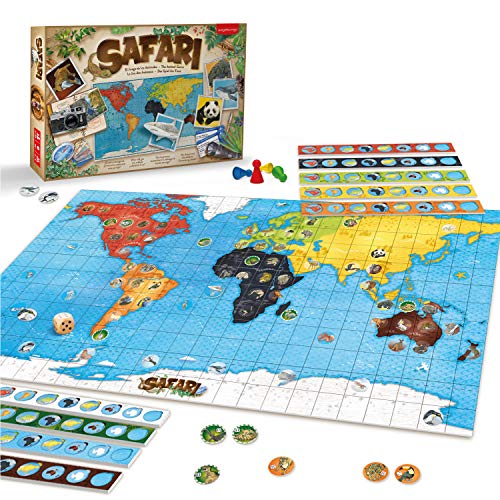 JUEGACONMIGO Safari, das Spiel der Tiere. Welttiere Lernen und Strategie Brettspiel.