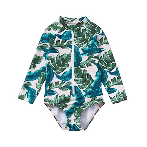 Soui Baby Mädchen EIN stück Langärmelige-Kleidung UV-Schutz 50+ Badeanzug MIT Einem (Grün, 24-36Months)