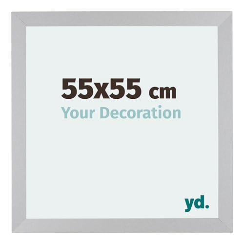 yd. Your Decoration - Bilderrahmen 55x55 cm - Bilderrahmen aus MDF mit Acrylglas - Antireflex - Ausgezeichneter Qualität - Matt Silber - Mura