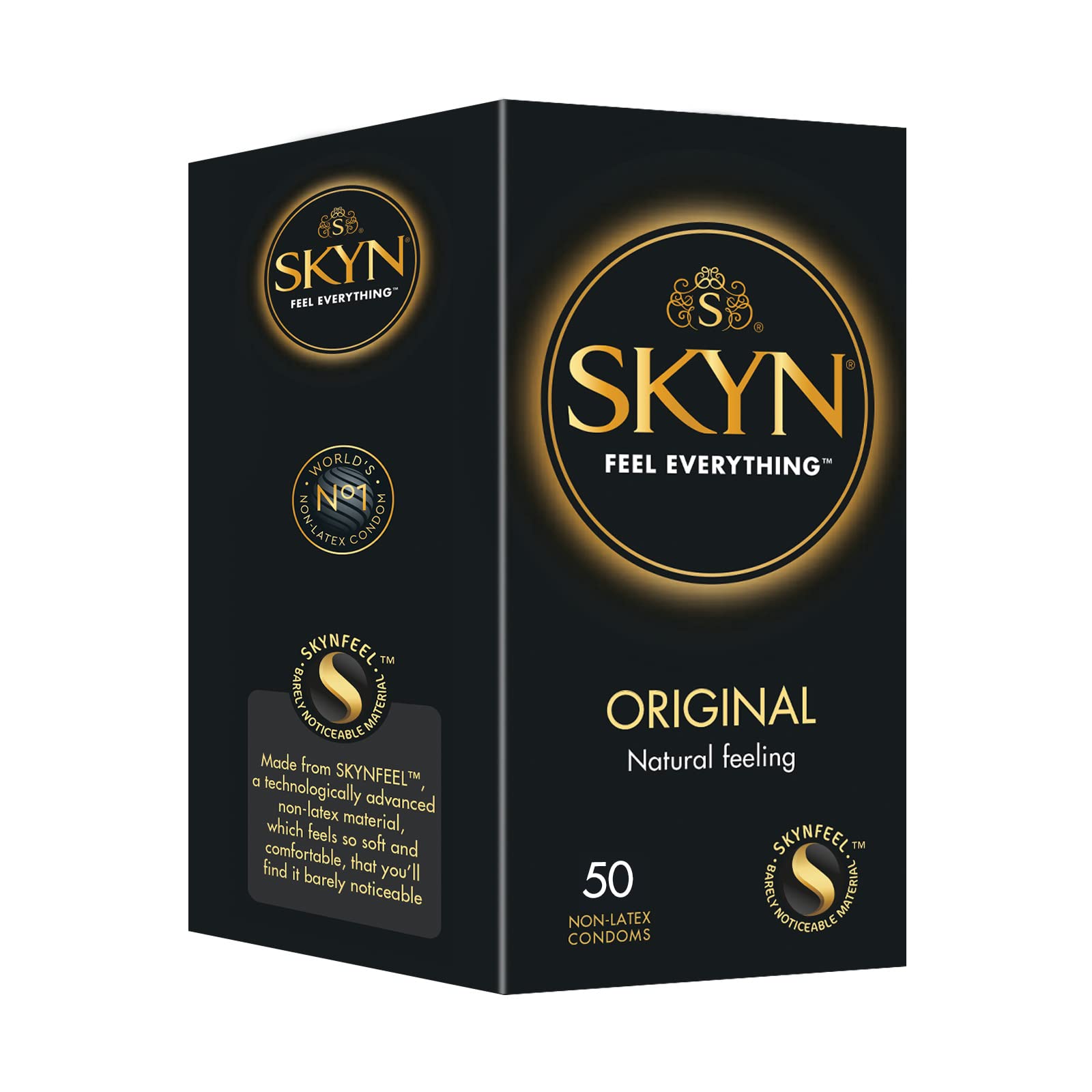 SKYN Original Kondome (50 Stück) | Skynfeel Latexfreie Kondome für Männer, Hauchzart, Dünne Kondome 53mm Breite