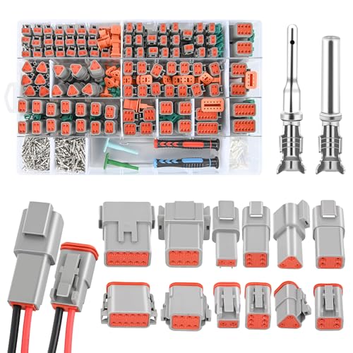 Nilight DT-Steckverbinder-Set, 2, 3, 4, 6, 8, 12-polig, 50 Sets, Größe 16, geprägte geformte Kontakte für 14–18 AWG-Kabel, DT-Serie, mit Entfernungswerkzeug für Auto, LKW, Motorrad, Geländewagen, Boot