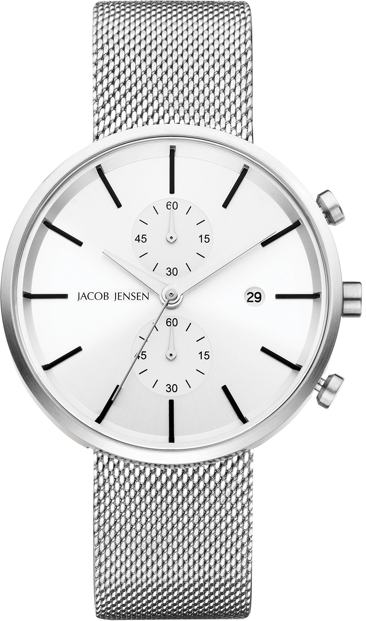Jacob Jensen Herren Chronograph Quarz Uhr mit Edelstahl Armband 625