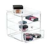 iDesign Drawers Make-Up-Organizer mit 3 Schubladen, hochwertige Aufbewahrungsbox für Schminke, Kosmetika & Co, Kunststoff, weiß