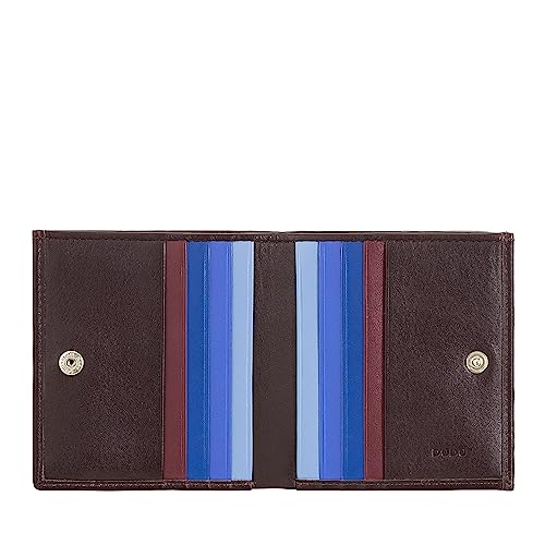 DUDU Mehrfarbiges Portemonnaie RFID in Leder mit Kartensteckfächer und Münzfach Dunkelburgundy