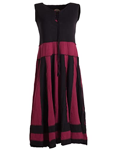 Vishes Langes Sommerkleid aus Baumwolle ohne Ärmel Schwarz Dunkelrot 36