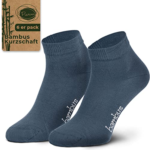 Piarini Gr. 39-42 6 Paar Bambussocken Herren-Socken kurz antibakteriell jeans blau