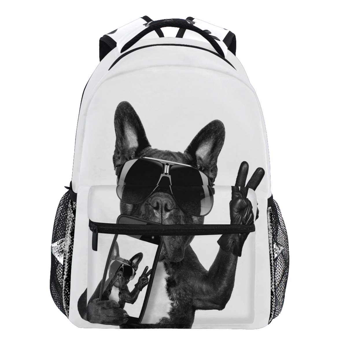 Oarencol Rucksack mit Sonnenbrille, französische Bulldogge, für Damen und Herren und Jungen