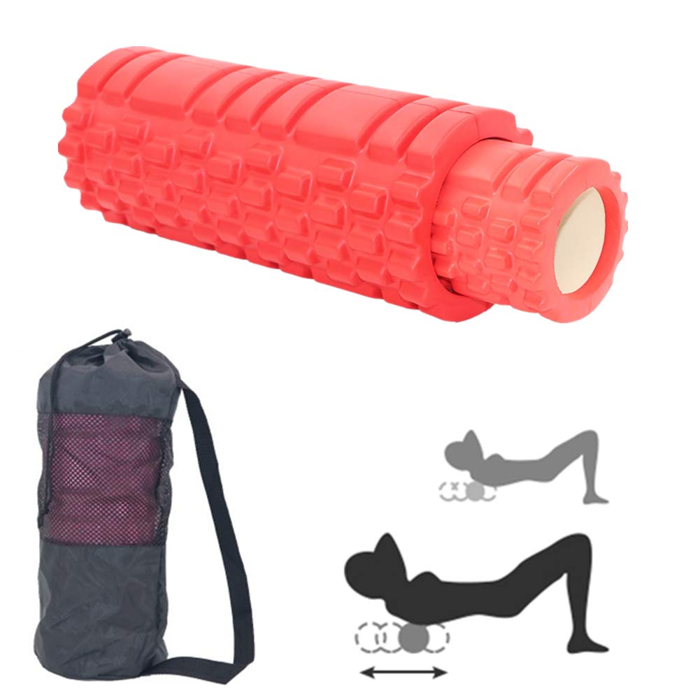 Faszienroller Faszienrolle Schaumstoffrollen für Muskeln Muskelroller Massagestab Turnhallenrolle Fitness Roller Rückenmassagegerät Übungsrolle red,33cm