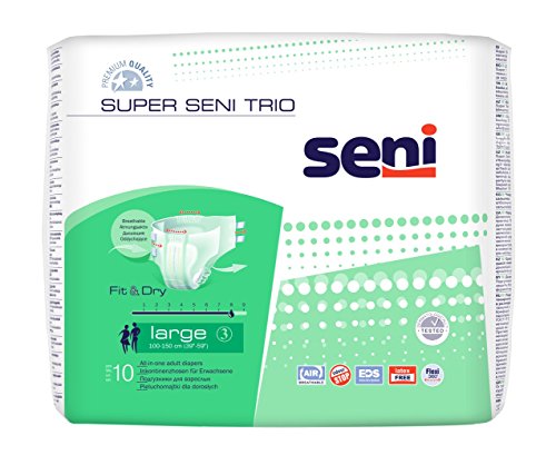 Super Seni TRIO Inkontinenz Windel für Erwachsene bei sehr schwerer Inkontinenz Alle Größe (3X10 ST. L Taillenumfang 100 - 150 cm)