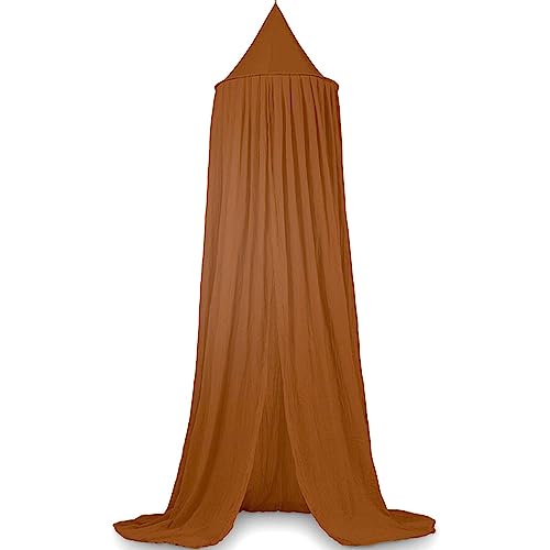 Deryan Baldachin Kinderzimmer 245cm - In 5 Farben - Betthimmel Mädchen, Jungen & Baby - Himmelbett vorhänge - Moskitonetz doppelbett - Himmel Babybett - Canopy - Caramel