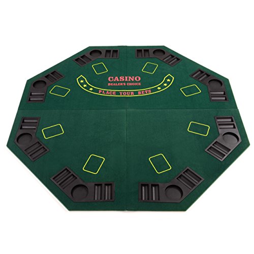 Nexos Faltbare Tischauflage Casino Pokertisch Pokerauflage achteckig Holzverstärkt klappbar 120 x 120 cm Chiptray Getränkehalter inkl. Tragetasche