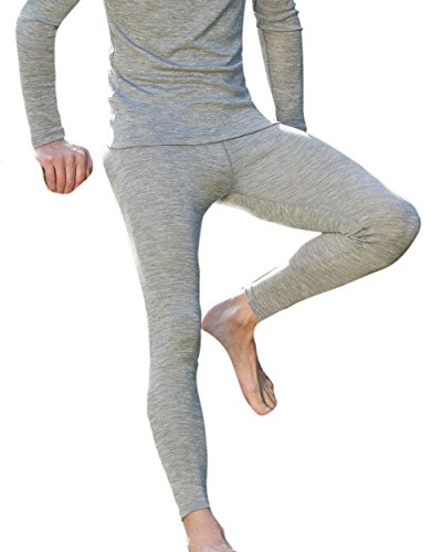 Herren Leggings, Wolle Seide, Engel Natur, 2 Farben (GOTS), Hellgrau Melange, 46/48