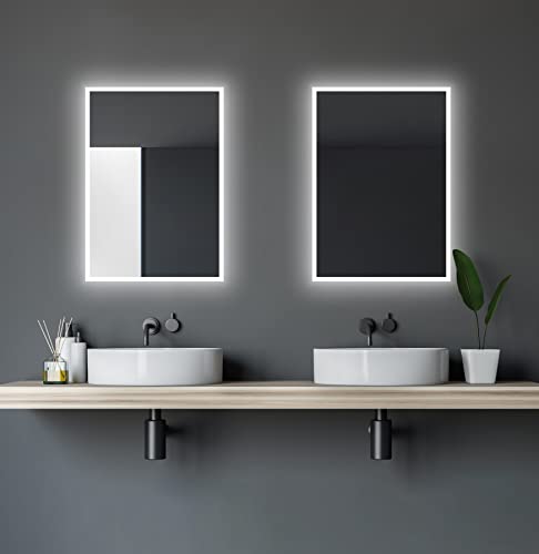 Talos Badspiegel mit Beleuchtung - Badezimmerspiegel 50 x 70 cm - LED Spiegel mit Lichtumrahmung - Lichtfarbe neutralweiß 4200 Kelvin