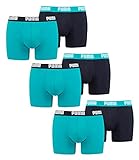 PUMA 6 er Pack Boxer Boxershorts Men Herren Unterhose Pant Unterwäsche, Farbe:796 - Aqua/Blue, Bekleidungsgröße:L