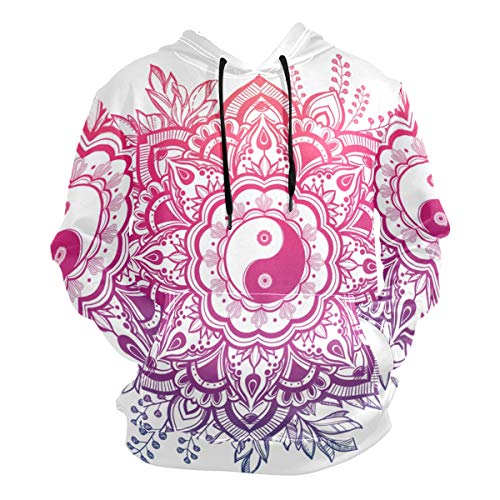Chinesischer Stil Yin Yang Hoodie für Pullover Lange Ärmel Dünn Workout Sweatshirts Gr. 42, multidünn
