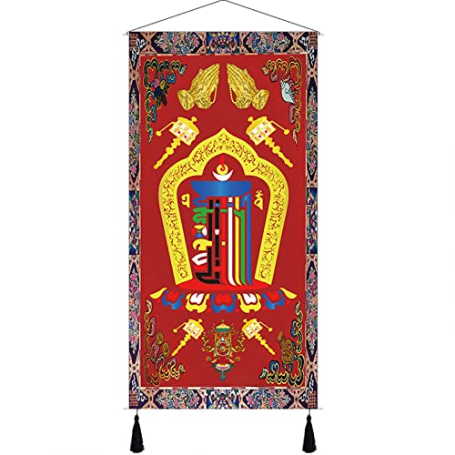 Rollbilder, Feng Shui tibetisches Thangka, asiatische Seidenmalerei, Rollbilder, Wandbehang, Dekor, Poster, Wandrolle, hängendes Gemälde (Color : Onecolor)